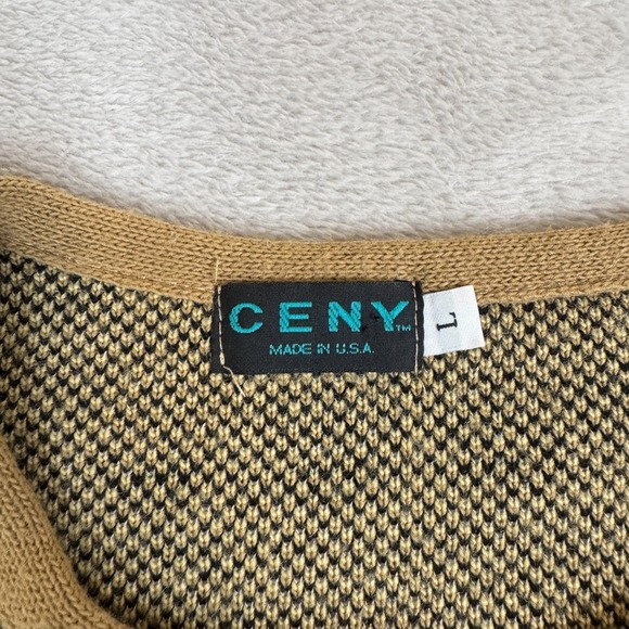 Vintage Ceny Sweater Womens L‎ Brown Black Preowned Knit Cardigan Aztec Boho - Picture 3 of 7